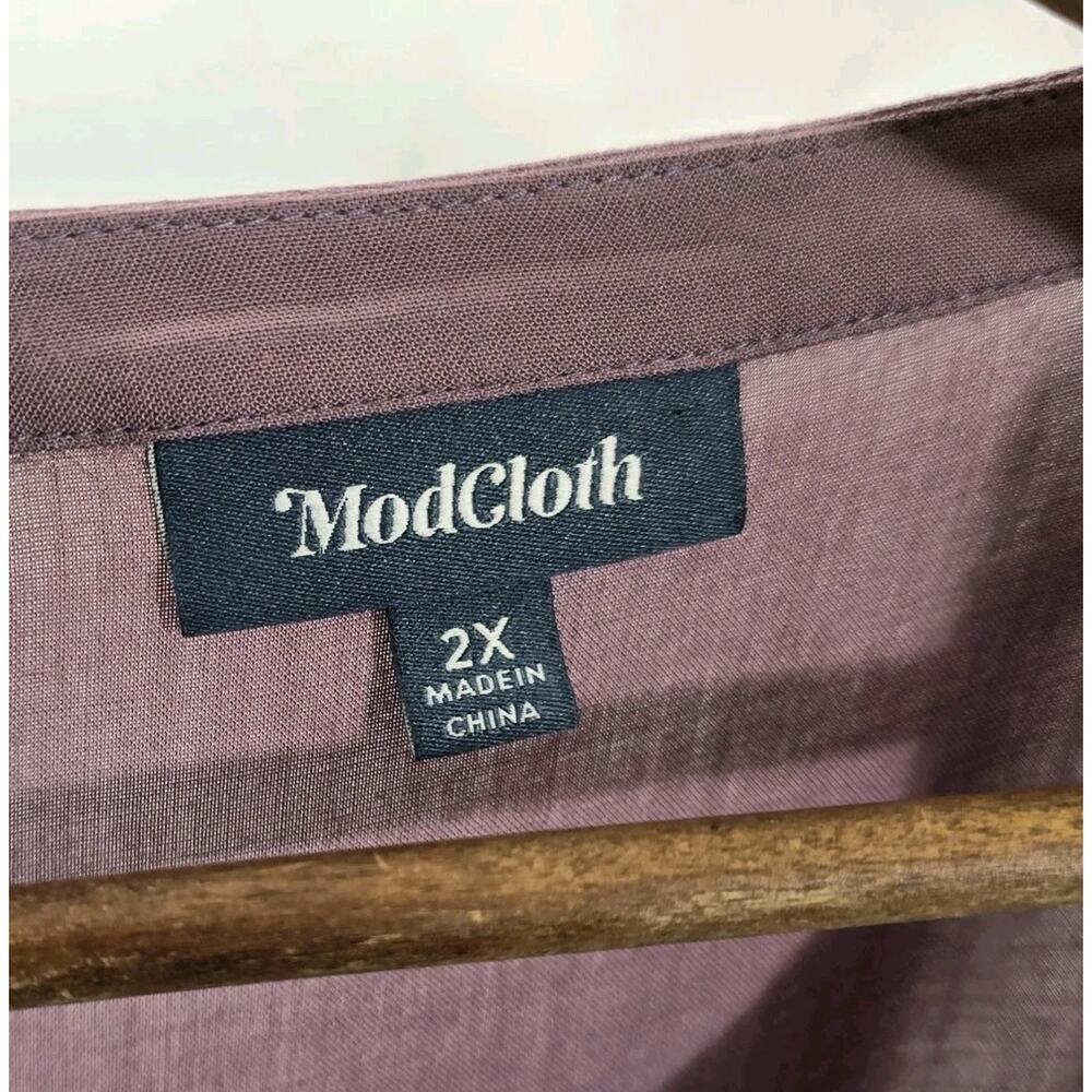ModCloth Shirt Womens 2X Purple Muave Button Up Blouse Tie Back Mod Cloth - Picture 3 of 10